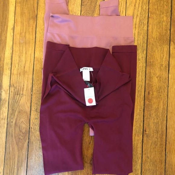 Pants - NWT Love J Seamless Leggings Bundle Lot of 2 Burgundy & Dusty Rose